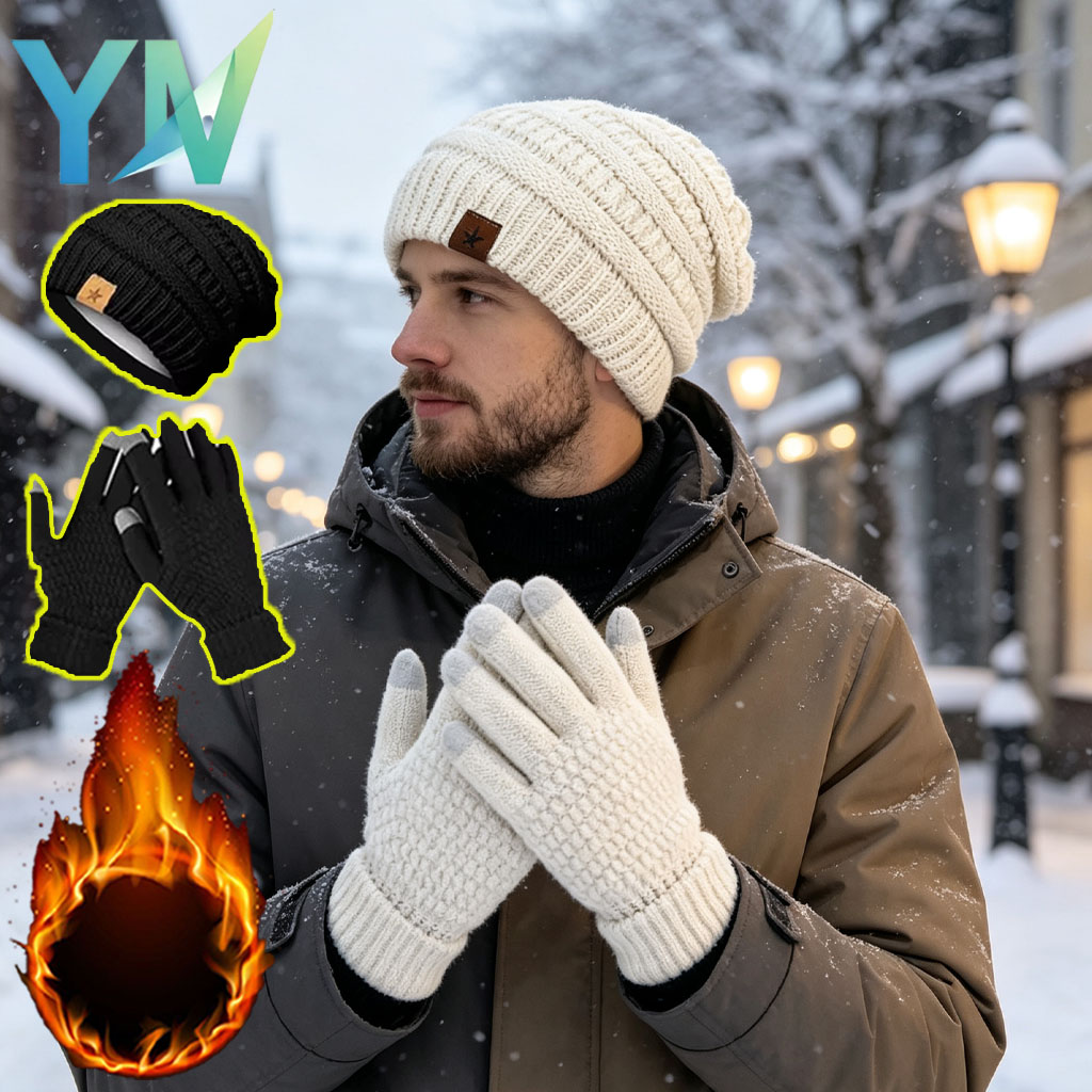1-5PCS Winter Hat Gloves Set F - огляд і ціна Running Gear In Winter